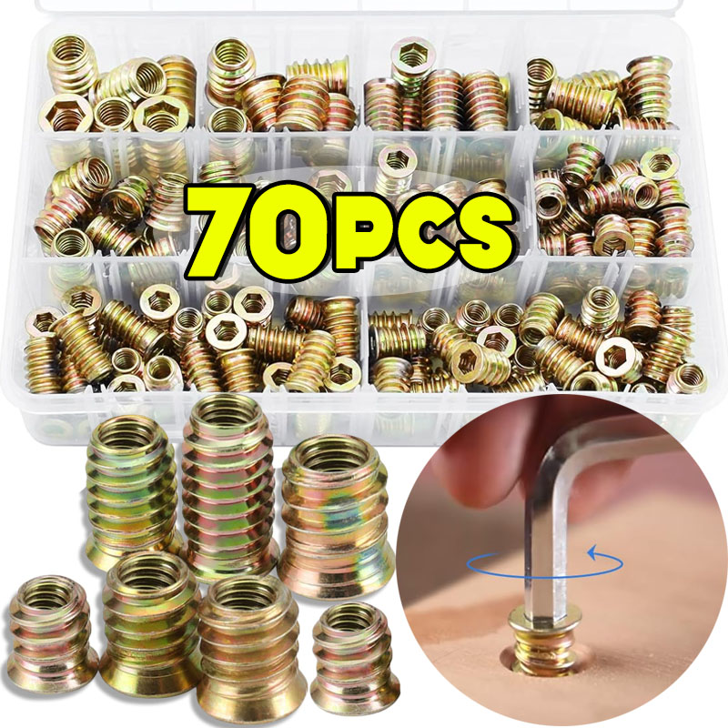 Furniture Hardware Threaded Inserts - Zestaw 70 szt. gwintowanych wkładek gwintowanych